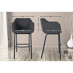 Decoshop26 Tabouret de bar chaise haute x1 recouvert de feutrine gris avec piètement à quatre pieds en métal noir 10_0005235