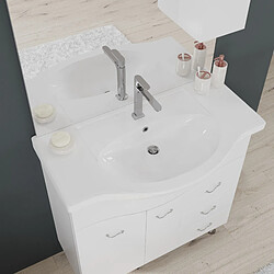 Kiamami Valentina MEUBLE-LAVABO SALLE DE BAINS 86 CM, MIROIR-ARMOIRE COULEUR BLANC