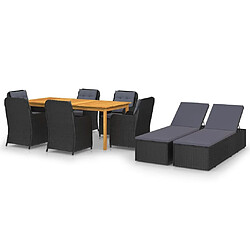 Salle à manger de jardin 9 pcs,Table et chaise à dîner Noir -MN12745