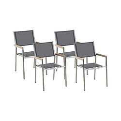 Beliani Lot de 4 chaises GROSSETO Empilable Acier inox Gris