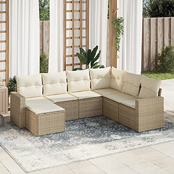 Maison Chic Salon de jardin avec coussins 7 pcs | Ensemble de Table et chaises | Mobilier d'Extérieur beige résine tressée -GKD83430