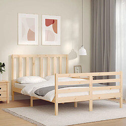 Avis Maison Chic Cadre/structure de lit avec tête de lit pour adulte - Lit Moderne Chambre 140x190 cm bois massif -MN39031