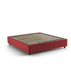 Acheter Autrement Talamo Italia Silvia Lit français avec conteneur, Made in Italy, en tissu amovible, 140x200 cm, avec ouverture frontale, Rouge, avec matelas inclus.