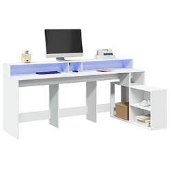 vidaXL Bureau avec lumières LED blanc 200x104x91 cm bois d'ingénierie