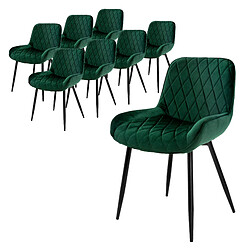 ML-Design Lot de 8 chaises de salle à manger Chaises de salon Chaise de cuisine Vert foncé Velours