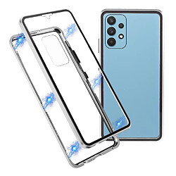 Coque en métal Cadre d'adsorption magnétique de couverture argent pour votre Samsung Galaxy A32 4G (EU Version)