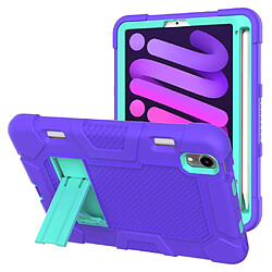 Coque en TPU + silicone avec béquille, couleur contrastée violet/vert menthe pour votre Apple iPad mini (2021)