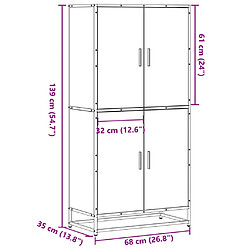 vidaXL Buffet haut chêne sonoma 68x35x139 cm bois d'ingénierie pas cher