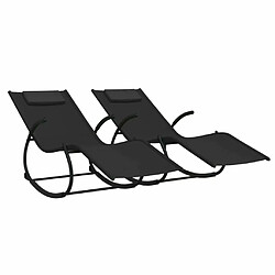 Maison Chic Lot de 2 Chaises longues à bascule | Bain de soleil Relax | Transat Noir Acier et textilène -GKD46583