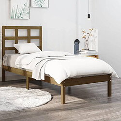 vidaXL Cadre de lit sans matelas marron miel 100x200 cm bois massif