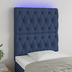 vidaXL Tête de lit à LED Bleu 80x7x118/128 cm Tissu