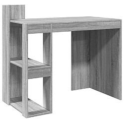 Helloshop26 Bureau table poste de travail meuble d'ordinateur informatique étude sonoma 103,5 x 56,5 x 94 cm bois d'ingénierie gris 02_0023945