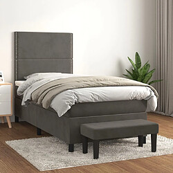 Maison Chic Lit Adulte - Lit simple Lit à sommier tapissier et matelas moelleux - Meuble de Chambre - Gris foncé 90x190 cm Velours -MN52520