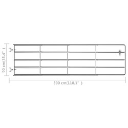 Acheter vidaXL Portillon à 5 barres Acier (115-300)x90 cm Argenté