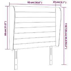 Acheter vidaXL Tête de lit avec oreilles Gris clair 93x23x118/128 cm Velours