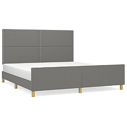 Maison Chic Cadre/structure de lit avec tête de lit pour adulte - Lit Moderne Chambre Gris foncé 160 x 200 cm Tissu -MN91477