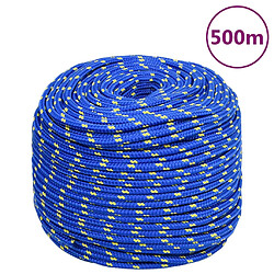 vidaXL Corde de bateau 10 mm Bleu Corde de bateau – Polypropylène – 10 mm – Longueur 500 m – Résistance rupture 645 kg