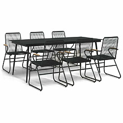 Salle à dîner de jardin 7 pcs,Table et chaise à manger Noir Rotin PVC -MN85997