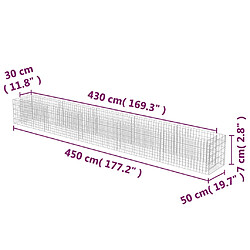 vidaXL Lit surélevé à gabion Acier galvanisé 450x50x50 cm pas cher