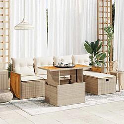 vidaXL Salon de jardin avec coussins 6 pcs beige résine tressée