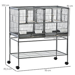 Avis Pawhut Cage à oiseaux avec séparation mangeoire et perchoir 95L x 45l x 102H cm Noir et Gris