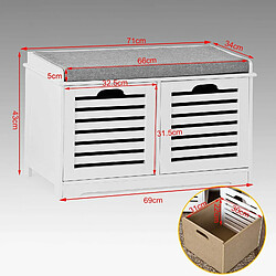 SoBuy FSR23-K-W Banc de Rangement avec coussin rembourré et 2 cubes