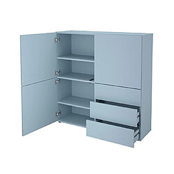 Mes Buffet 3 portes 3 tiroirs 99x31,5x101,2 cm bleu clair