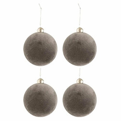 Paris Prix Lot de 4 Boules de Noël Velours 10cm Gris