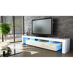 Mpc Meuble tv blanc et crème 189 cm avec led