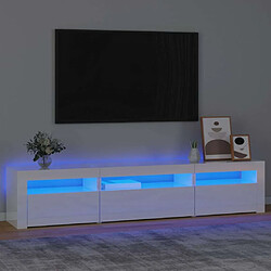 Maison Chic Meubles TV avec lumières LED - Banc TV pour salon Blanc brillant 195x35x40 cm -MN38084