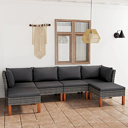 Maison Chic Salon de jardin 6 pcs + coussins - Mobilier/Meubles de jardin - Table et chaises d'extérieur Résine tressée Gris -MN82442