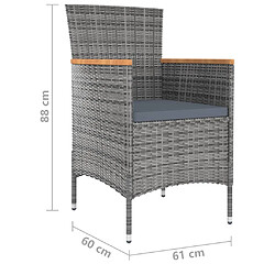 vidaXL Ensemble à manger de jardin 11 pcs avec coussins Gris pas cher