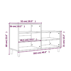 vidaXL Armoire à chaussures Chêne marron 102x36x60cm Bois d'ingénierie pas cher