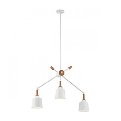 Elstead Lighting Suspension Danika, blanc et bois, 3 éclairages