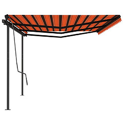 vidaXL Auvent manuel rétractable avec poteaux 6x3 m Orange et marron