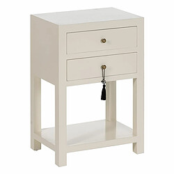 BigBuy Home Table de Nuit ORIENT Blanc Bois d'épicéa Bois MDF 45 x 30 x 66 cm