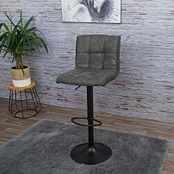 Acheter Decoshop26 Tabouret de bar chaise haute de bar faux suède gris foncé style vintage 04_0001235