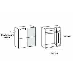 Acheter Inside 75 Armoire EMY style industriel 135 cm coulissante chêne poutre / miroir