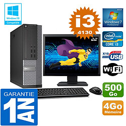 PC DELL 7020 SFF Core I3-4130 Ram 4Go Disque 500 Go Wifi W7 Ecran 22" - Occasion