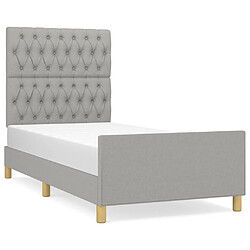 Maison Chic Lit adulte - Cadre Structure de lit avec tête de lit Contemporain Gris clair 90x190 cm Tissu -MN43604