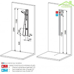 Acheter Colonne de douche suspendue mécanique ou thermostatique NOVELLINI REVIF A 118 cm