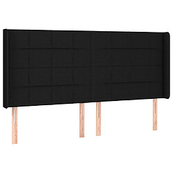 vidaXL Tête de lit avec oreilles Noir 183x16x118/128 cm Tissu