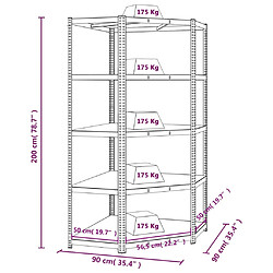 vidaXL Étagère d'angle à 5 niveaux Bleu Acier et bois d'ingénierie pas cher