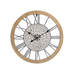 Horloge Murale Romimex Noir Beige Bois Métal 50 x 50 x 5 cm