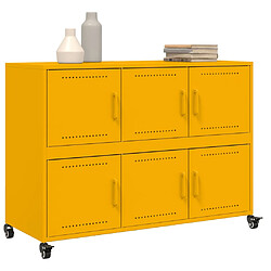 Avis vidaXL Buffet jaune moutarde 100,5x39x72 cm acier