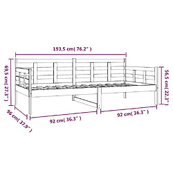 vidaXL Lit de jour sans matelas blanc bois de pin massif 90x190 cm pas cher