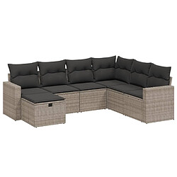 Maison Chic Salon de jardin avec coussins 7 pcs, Ensemble Tables et chaises de jardin, gris résine tressée -GKD718086