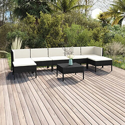 Maison Chic Salon de jardin 8 pcs + coussins - Mobilier/Meubles de jardin - Table et chaises d'extérieur Résine tressée Noir -MN14284