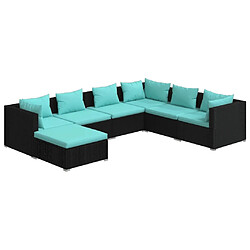 Maison Chic Salon de jardin 7 pcs + coussins - Mobilier/Meubles de jardin - Table et chaises d'extérieur Résine tressée Noir -MN90264