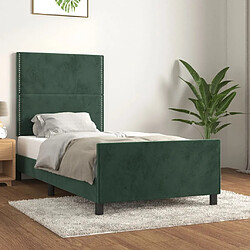 Maison Chic Cadre/structure de lit avec tête de lit pour adulte - Lit Moderne Chambre Vert foncé 90x190 cm Velours -MN93017